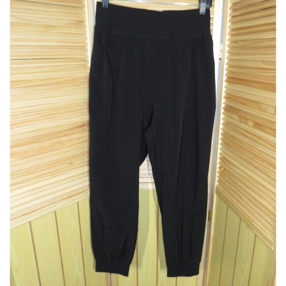 Halara Black High Waist Nylon Blend Elastic Waist UPF Joggers Size Medium Petite - Picture 8 of 10